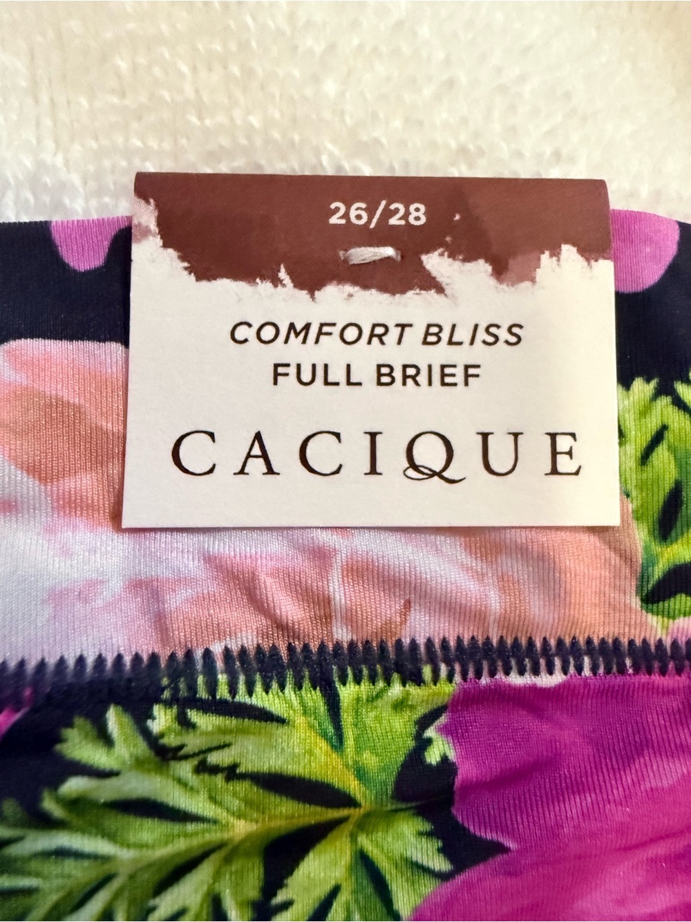 NWT 26/28 Cacique Comfort Bliss Full Brief - Floral Pink & Green - Picture 3 of 5